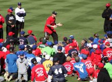 Josh Hamilton and the Texas Rangers host baseball camp in Rangers Ballpark in Arlington. Photo by David Dwyer.